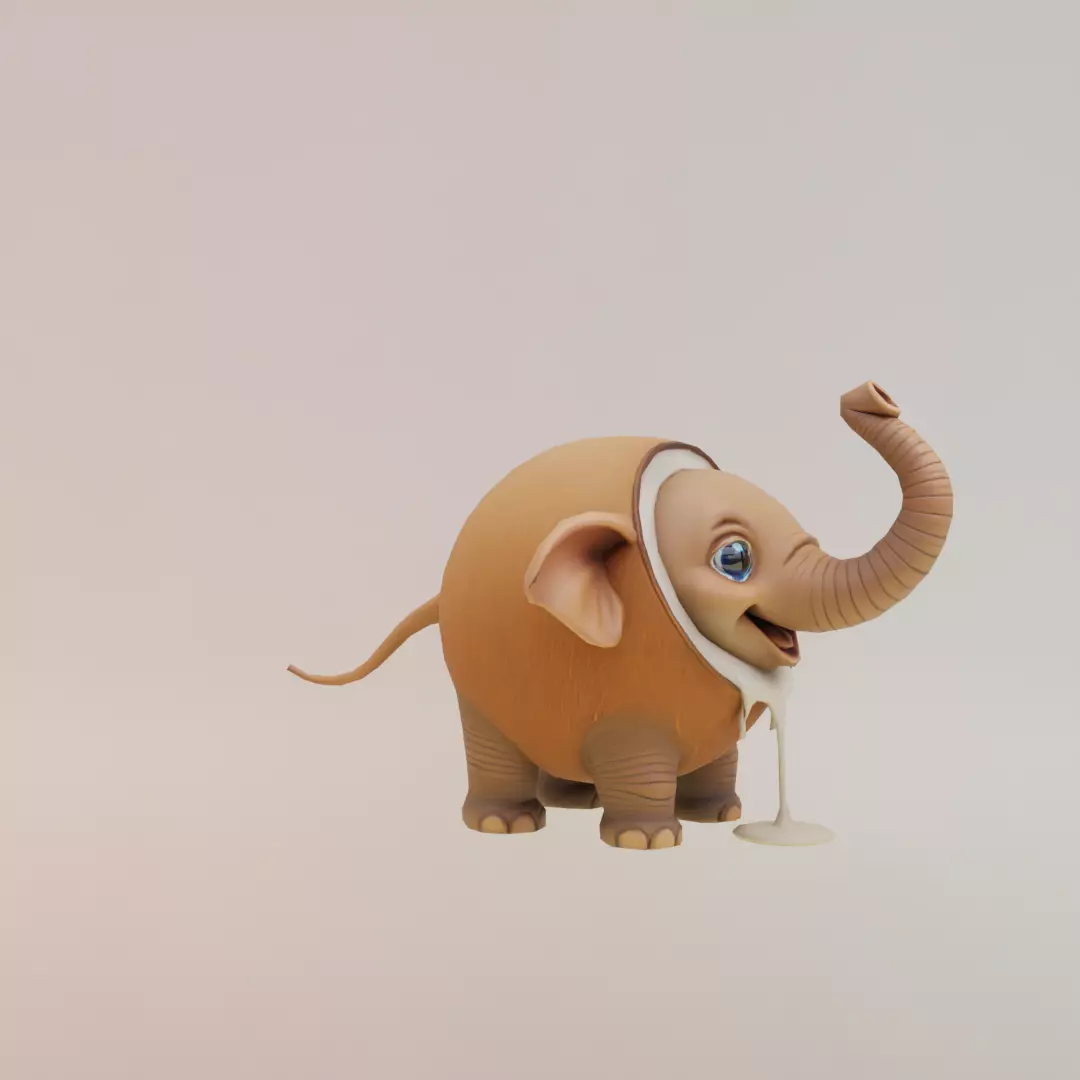 Cocofanto Elefanto Italian brainrot Low Poly Character Low-poly 3D model_10