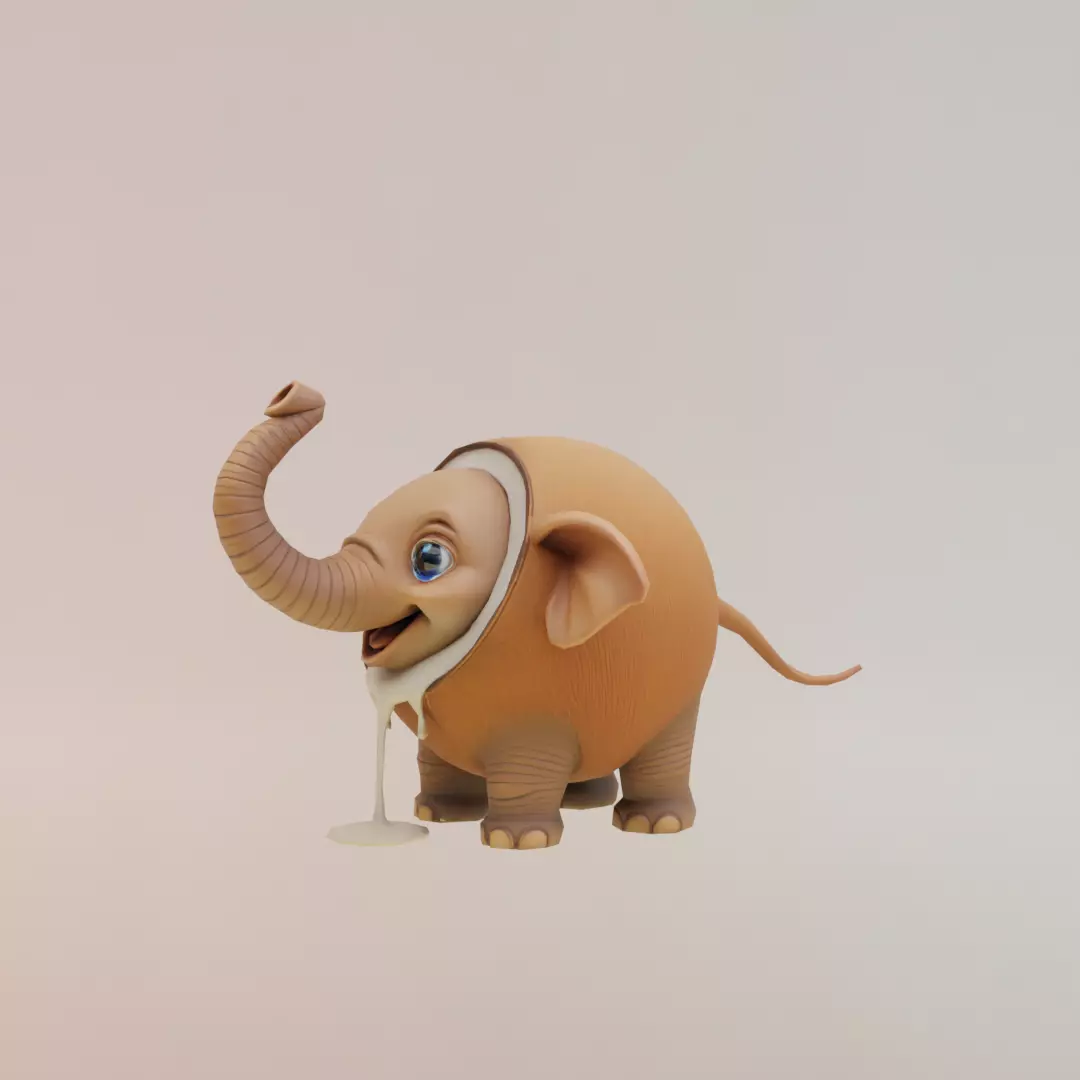Cocofanto Elefanto Italian brainrot Low Poly Character Low-poly 3D model_2