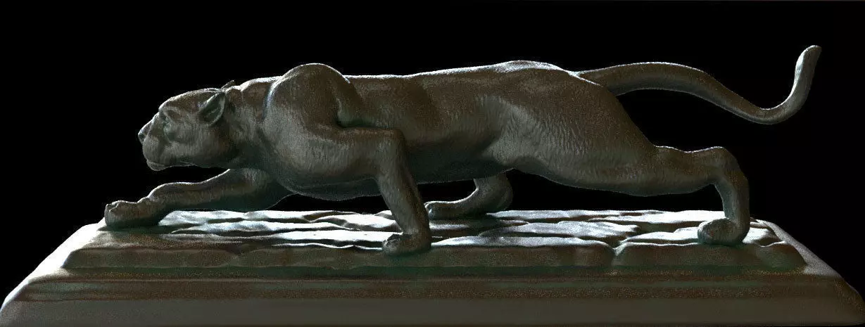 Panther Leopard Bronze Sculpture 3D model_0
