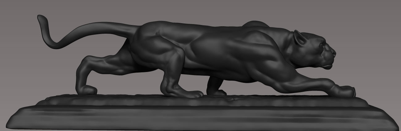 Panther Leopard Bronze Sculpture 3D model_2