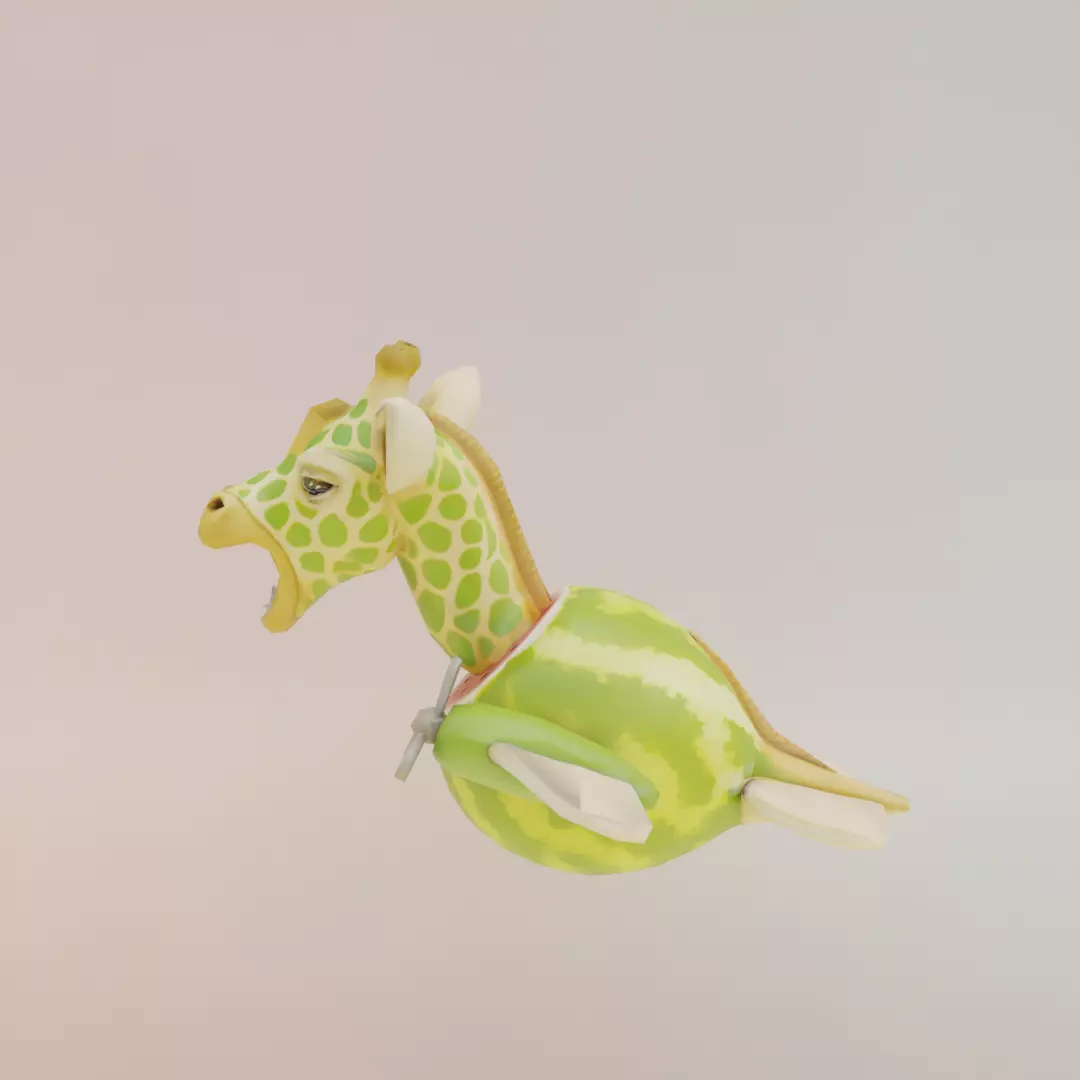 Giraffa Meloniera Italian brainrot Low Poly Character Low-poly 3D model_3