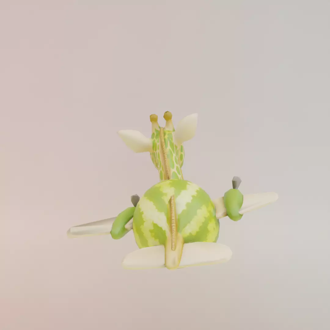 Giraffa Meloniera Italian brainrot Low Poly Character Low-poly 3D model_6