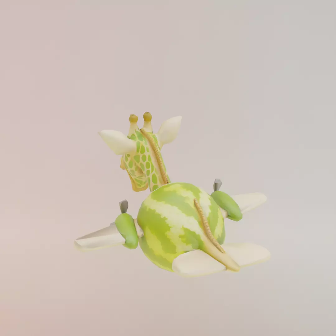 Giraffa Meloniera Italian brainrot Low Poly Character Low-poly 3D model_5