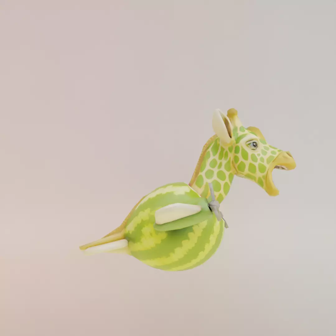 Giraffa Meloniera Italian brainrot Low Poly Character Low-poly 3D model_9