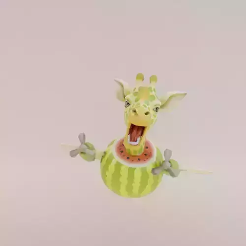 Giraffa Meloniera Italian brainrot Low Poly Character Low-poly 3D model
