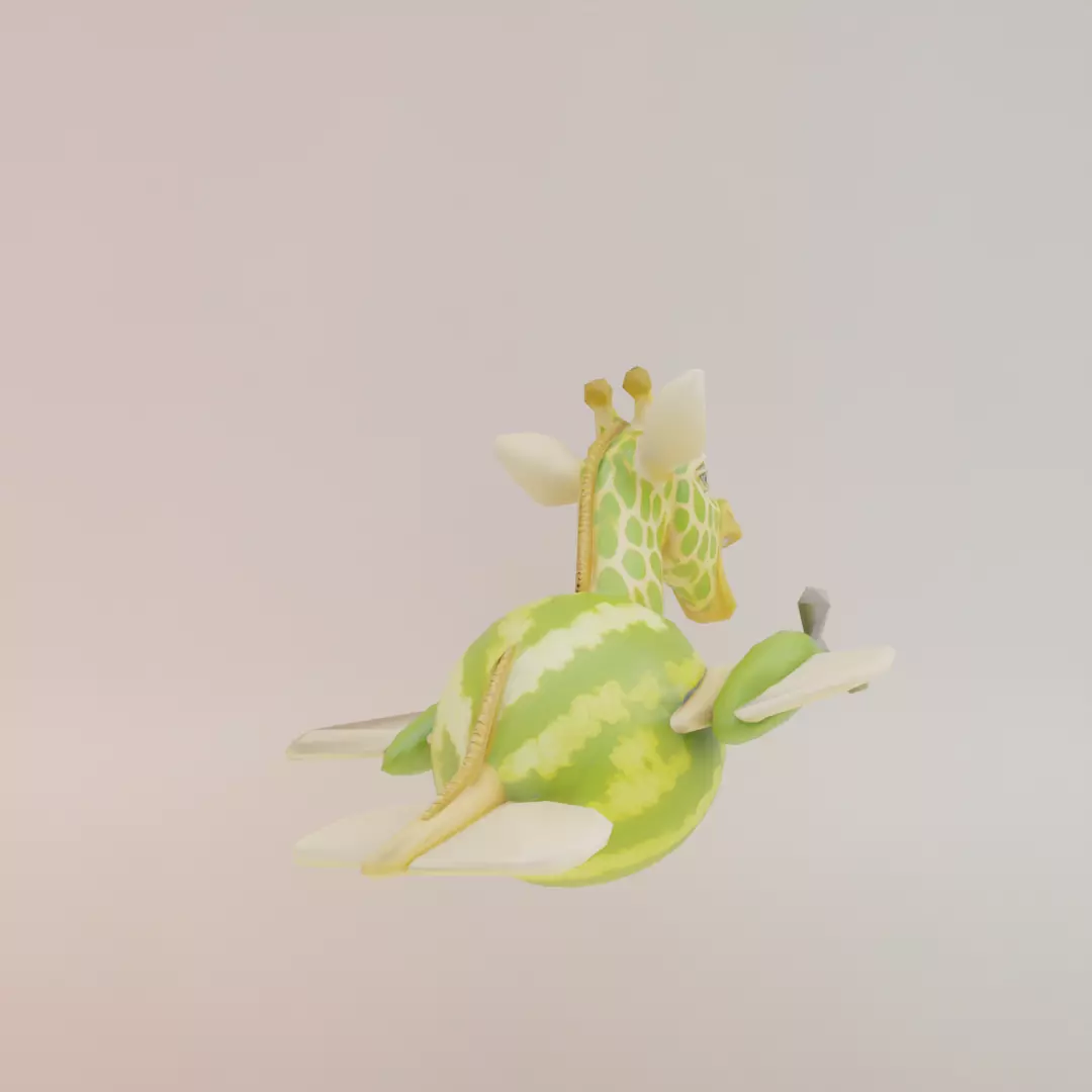 Giraffa Meloniera Italian brainrot Low Poly Character Low-poly 3D model_7