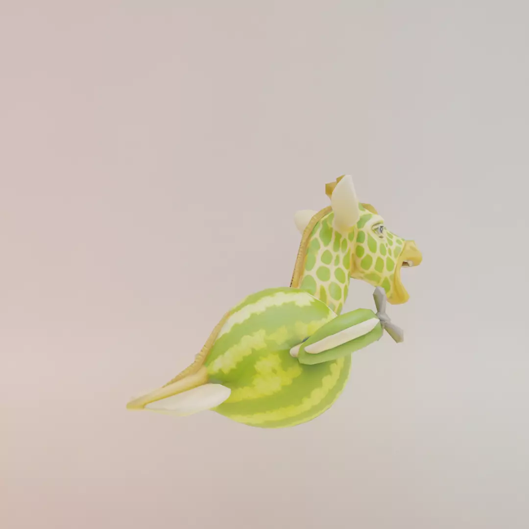 Giraffa Meloniera Italian brainrot Low Poly Character Low-poly 3D model_8