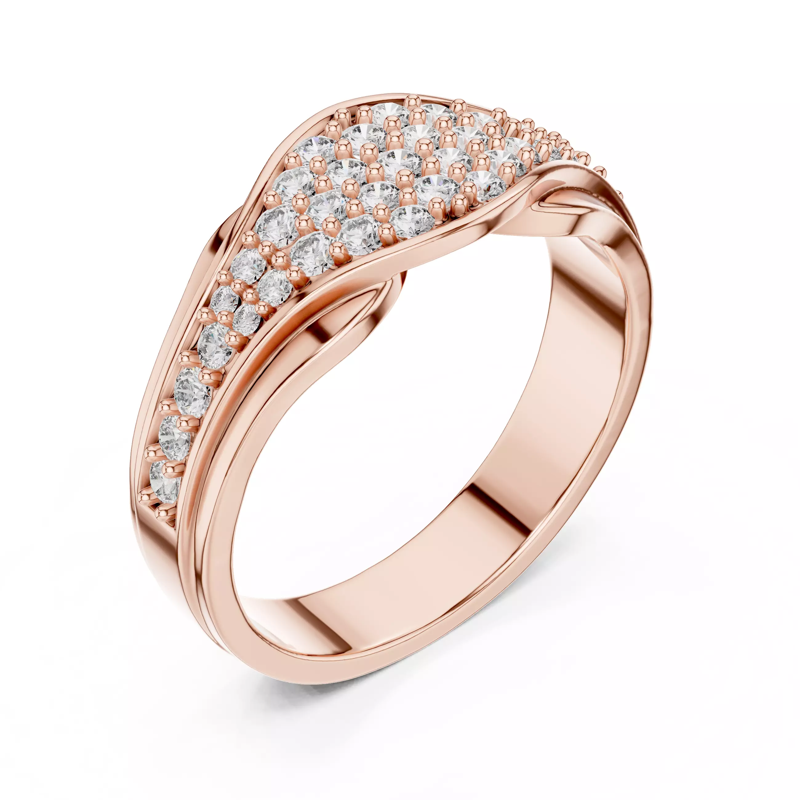 Diamond Band Ring 3dm stl renders animation videos details 3D print model_3