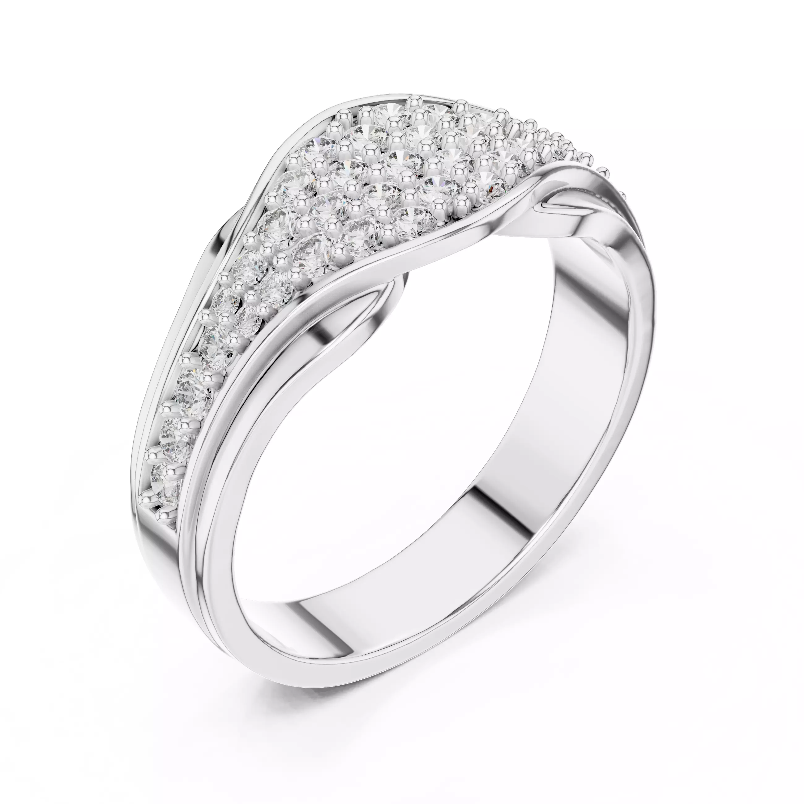 Diamond Band Ring 3dm stl renders animation videos details 3D print model_7