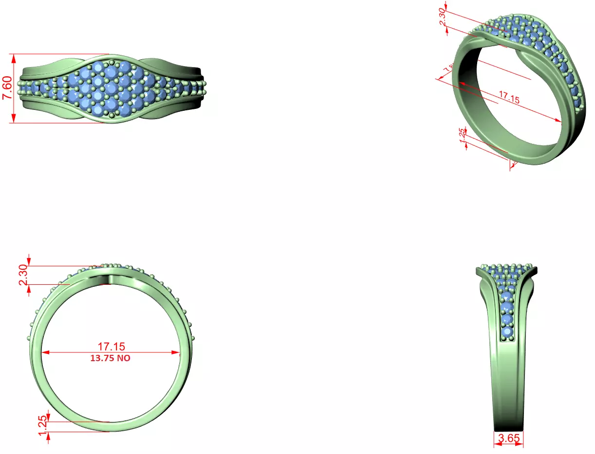 Diamond Band Ring 3dm stl renders animation videos details 3D print model_2