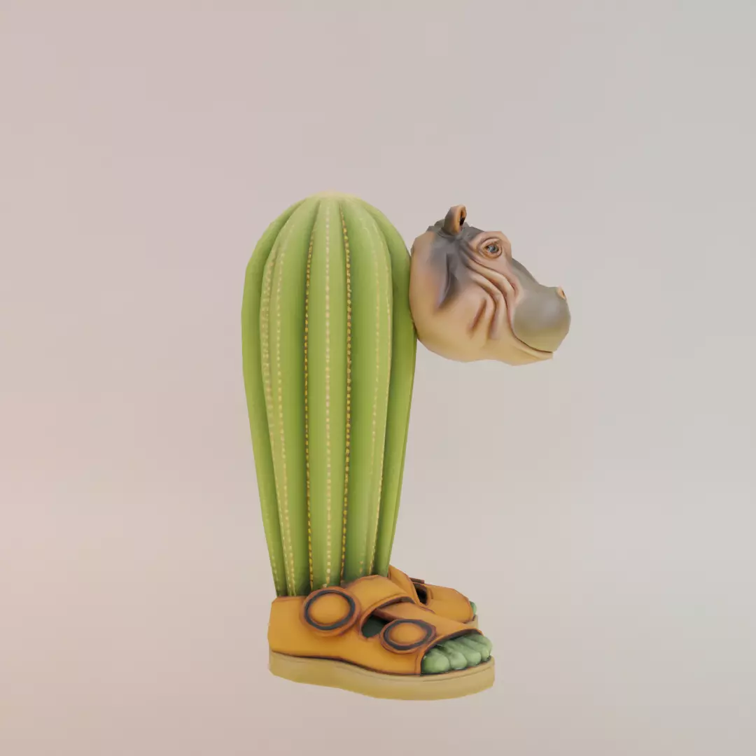 Il Cacto Hipopotamo Italian brainrot Low Poly Character Low-poly 3D model_9