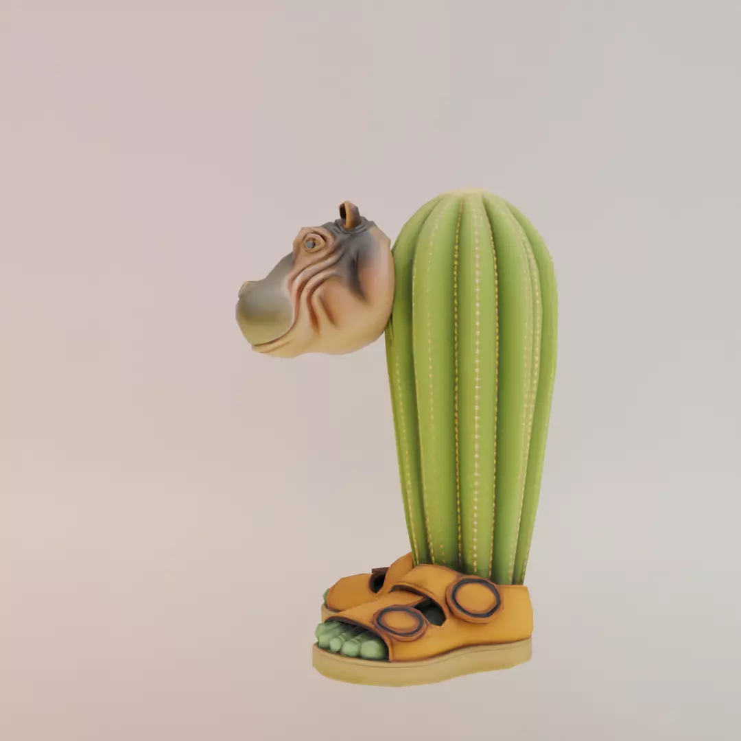 Il Cacto Hipopotamo Italian brainrot Low Poly Character Low-poly 3D model_3