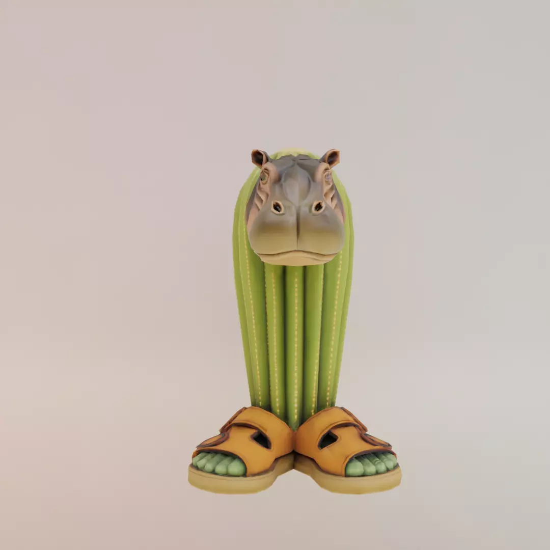 Il Cacto Hipopotamo Italian brainrot Low Poly Character Low-poly 3D model_0