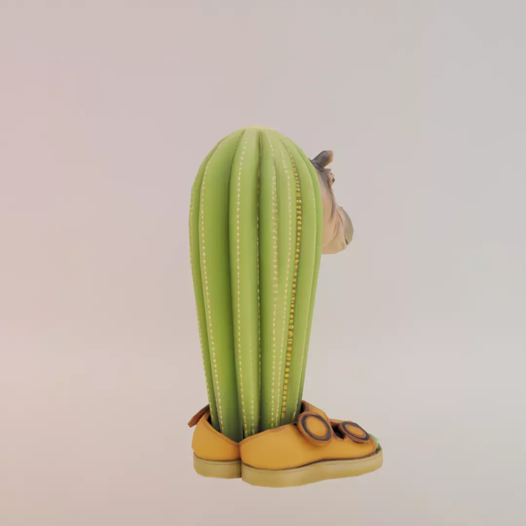 Il Cacto Hipopotamo Italian brainrot Low Poly Character Low-poly 3D model_7