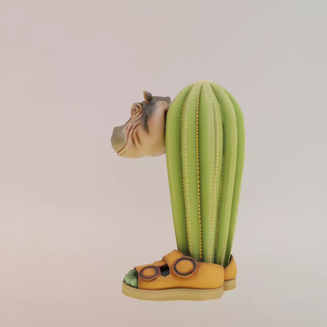 Il Cacto Hipopotamo Italian brainrot Low Poly Character Low-poly 3D model_4