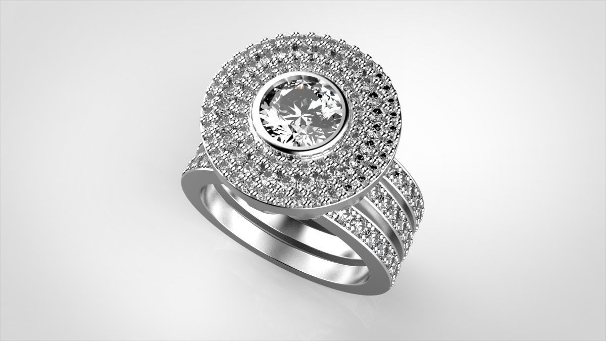 3 rows pendant ring 3D print model_6