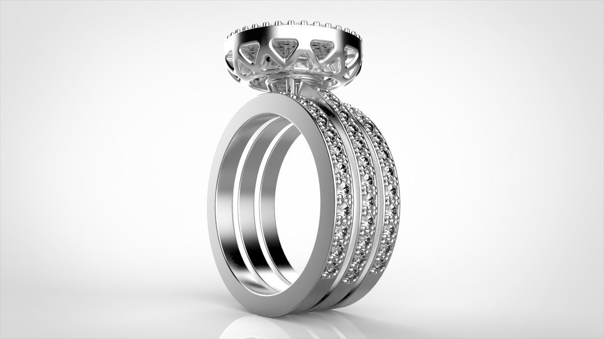 3 rows pendant ring 3D print model_1