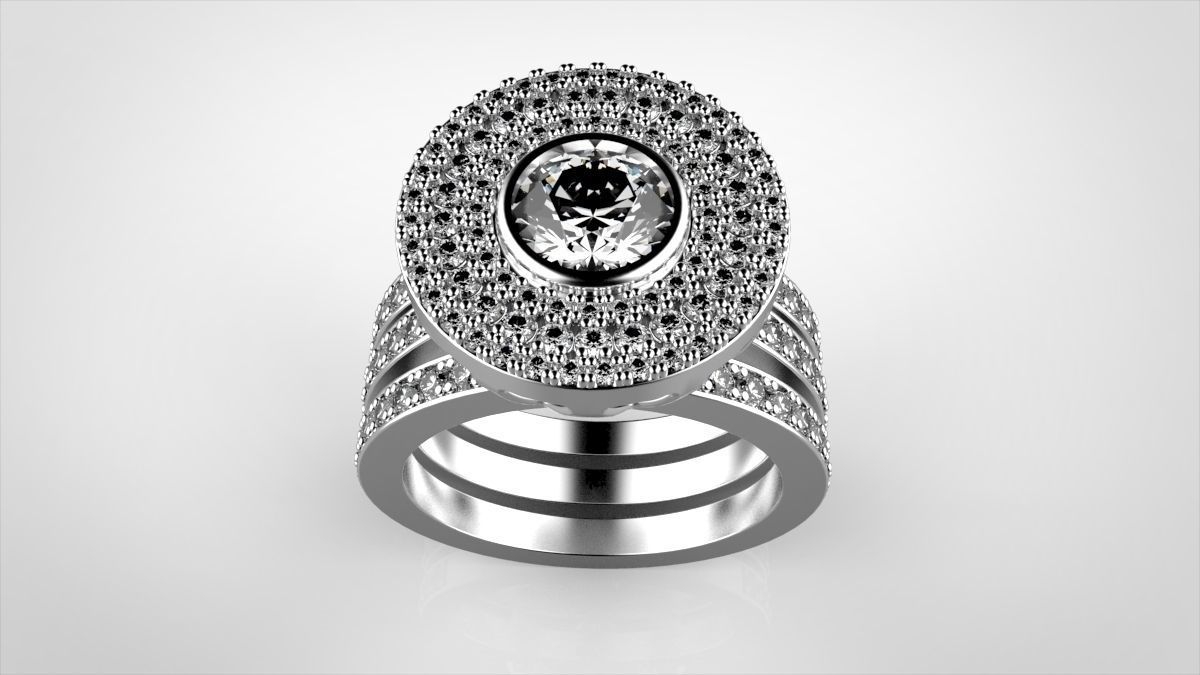 3 rows pendant ring 3D print model_3