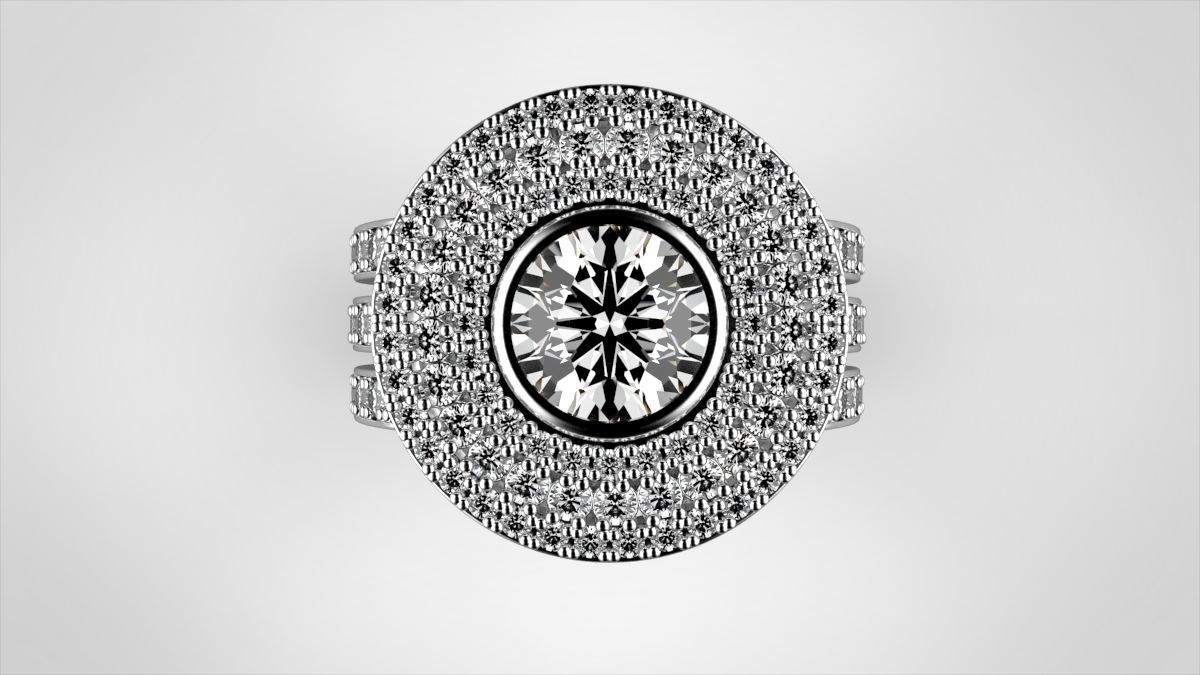 3 rows pendant ring 3D print model_5