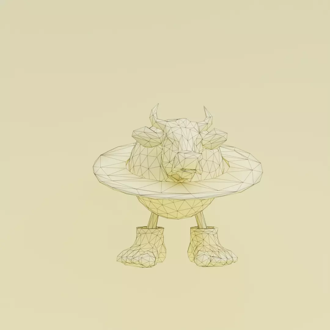 La Vaca Saturno Saturnita Italian brainrot Low Poly Character Low-poly 3D model_12