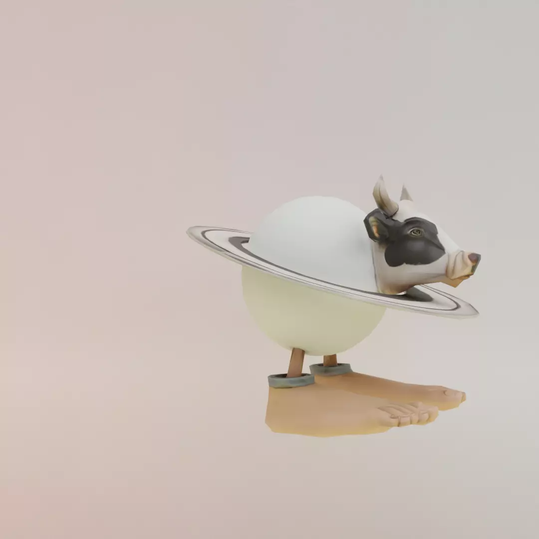 La Vaca Saturno Saturnita Italian brainrot Low Poly Character Low-poly 3D model_10