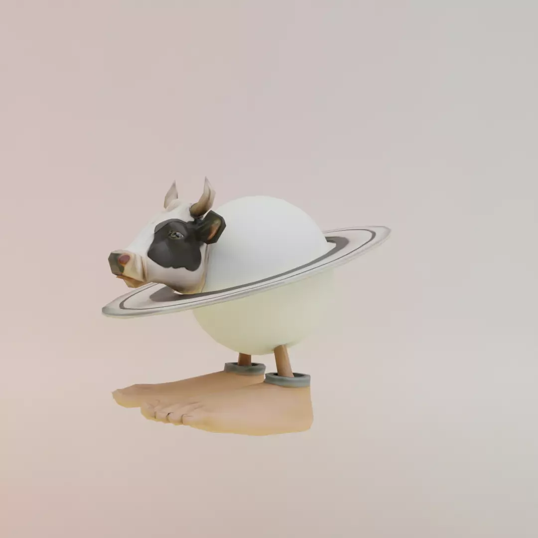 La Vaca Saturno Saturnita Italian brainrot Low Poly Character Low-poly 3D model_2