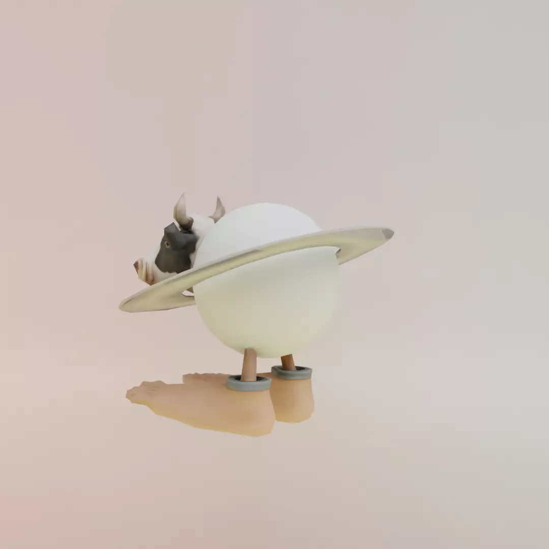 La Vaca Saturno Saturnita Italian brainrot Low Poly Character Low-poly 3D model_4