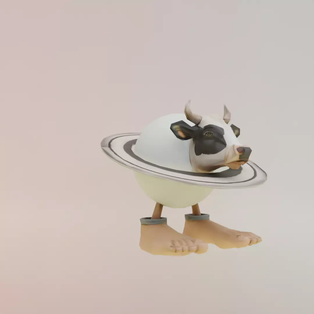 La Vaca Saturno Saturnita Italian brainrot Low Poly Character Low-poly 3D model_11