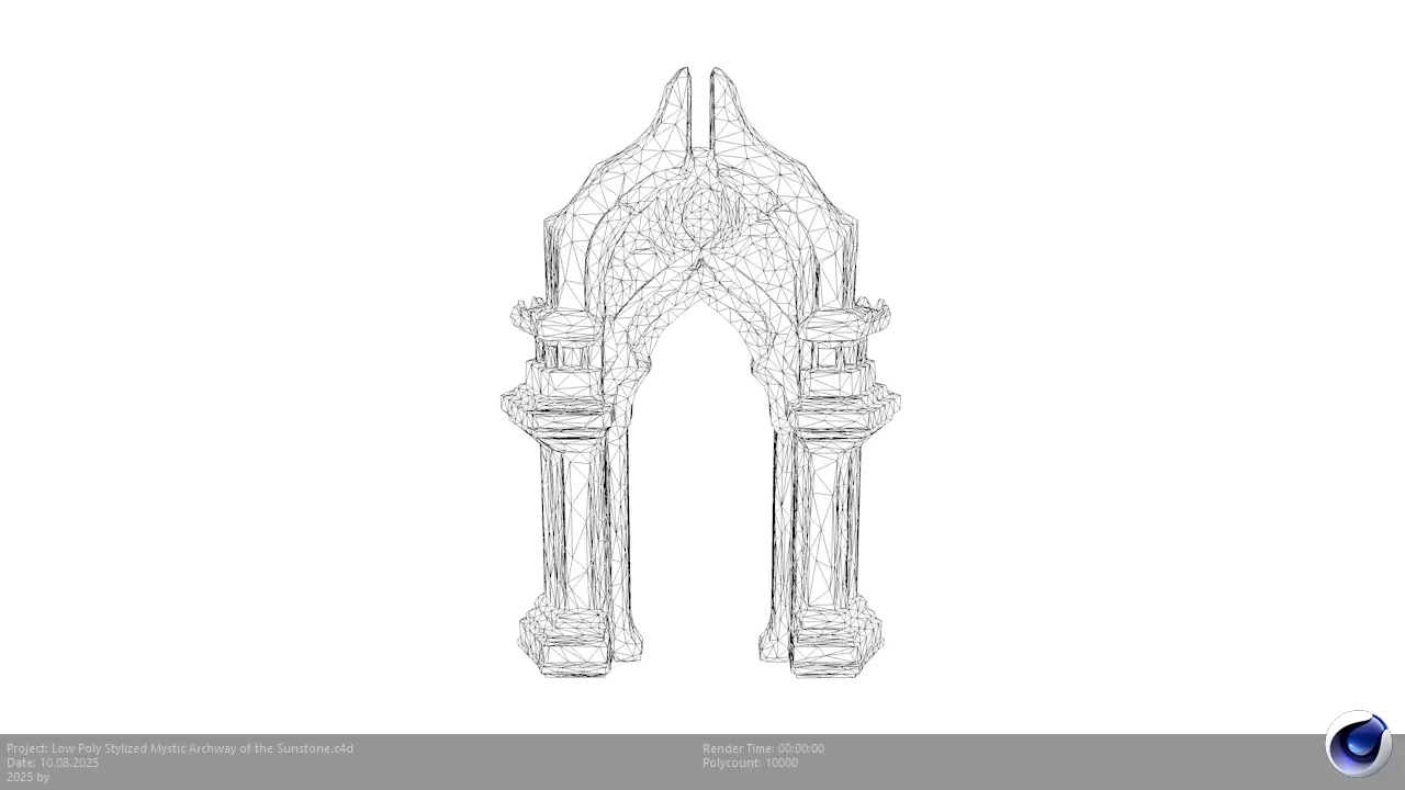 Low Poly Stylized Mystic Archway of the Sunstone Low-poly 3D model_6