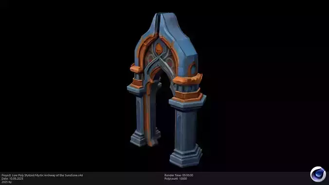 Low Poly Stylized Mystic Archway of the Sunstone Low-poly 3D model