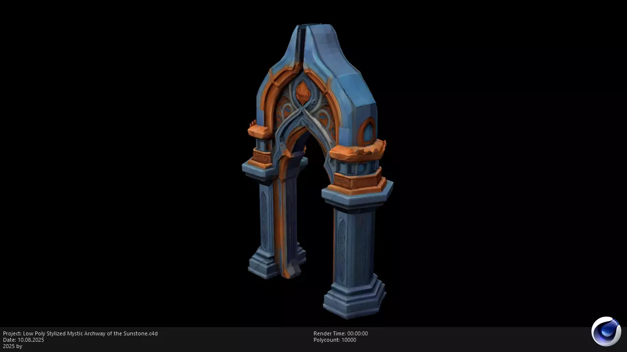 Low Poly Stylized Mystic Archway of the Sunstone Low-poly 3D model_0