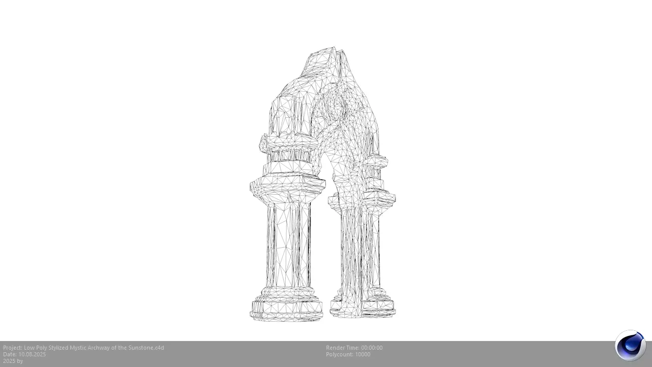 Low Poly Stylized Mystic Archway of the Sunstone Low-poly 3D model_9