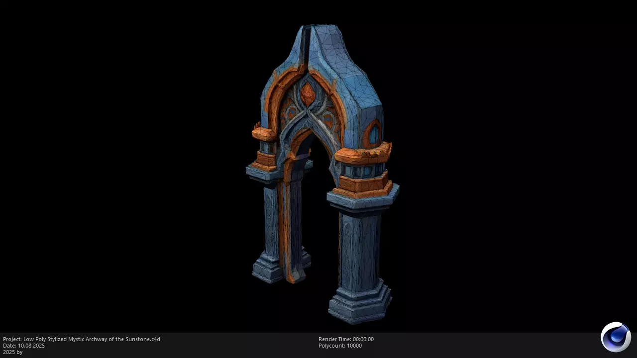 Low Poly Stylized Mystic Archway of the Sunstone Low-poly 3D model_2
