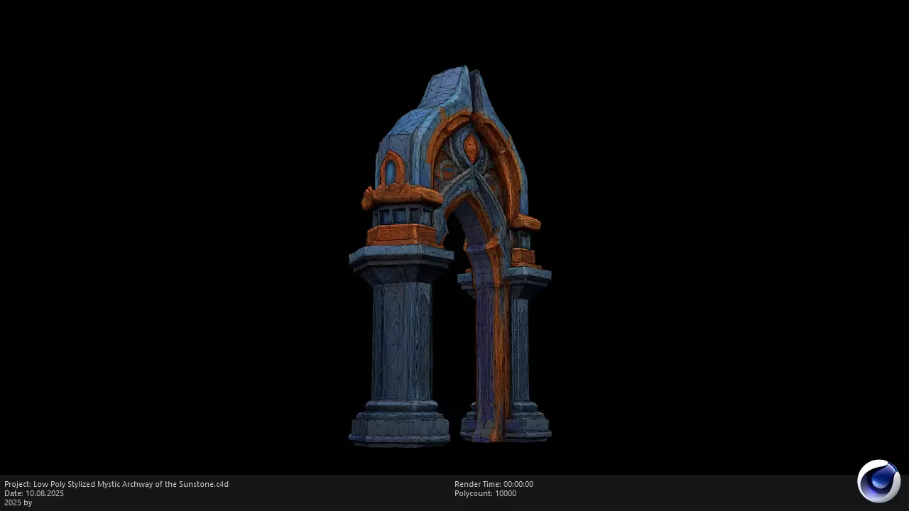 Low Poly Stylized Mystic Archway of the Sunstone Low-poly 3D model_8