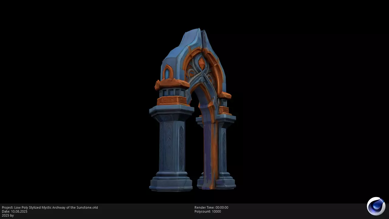 Low Poly Stylized Mystic Archway of the Sunstone Low-poly 3D model_7