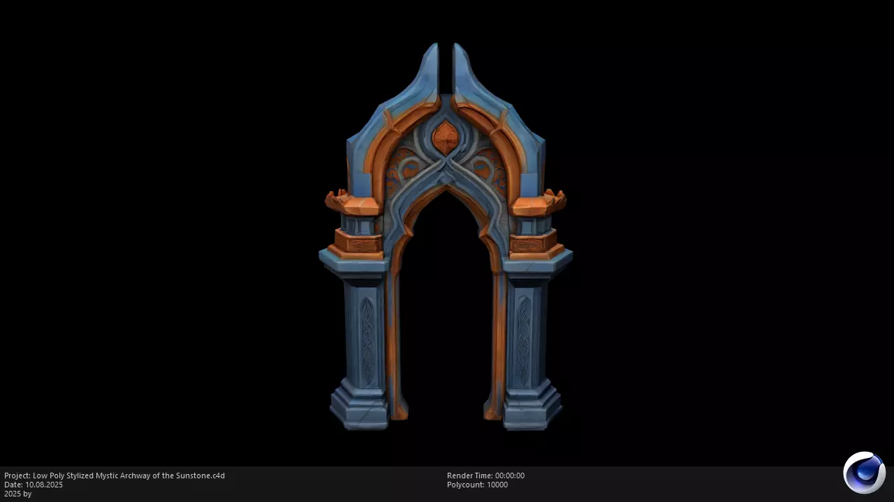 Low Poly Stylized Mystic Archway of the Sunstone Low-poly 3D model_4