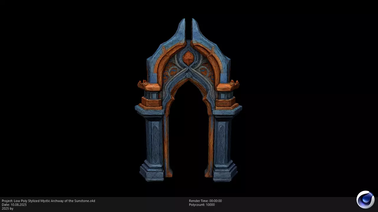 Low Poly Stylized Mystic Archway of the Sunstone Low-poly 3D model_5