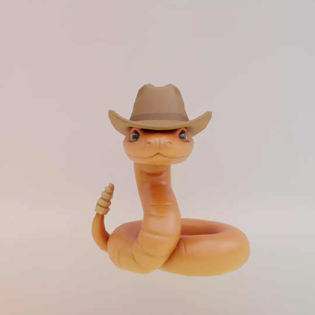 Linguicine Serpentine Italian brainrot Low Poly Character Low-poly 3D model_0