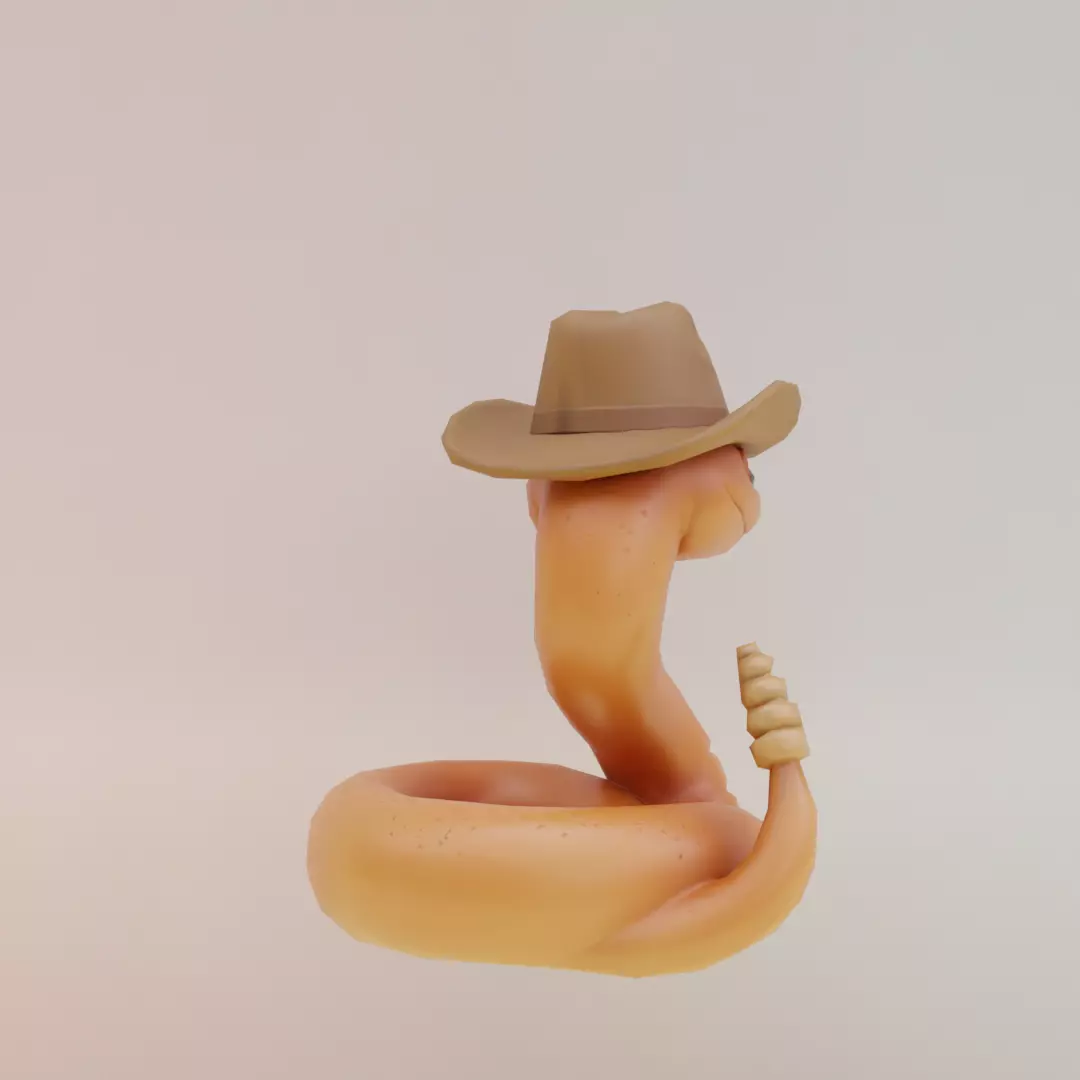 Linguicine Serpentine Italian brainrot Low Poly Character Low-poly 3D model_7