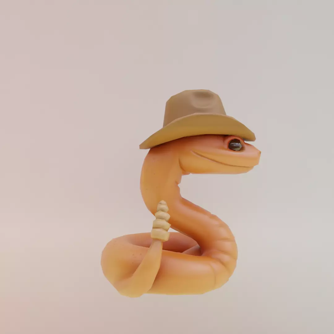 Linguicine Serpentine Italian brainrot Low Poly Character Low-poly 3D model_9