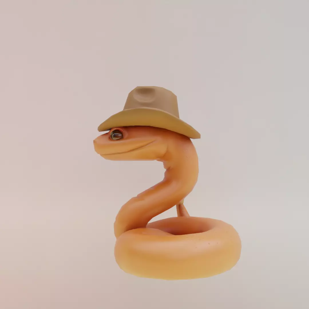 Linguicine Serpentine Italian brainrot Low Poly Character Low-poly 3D model_3