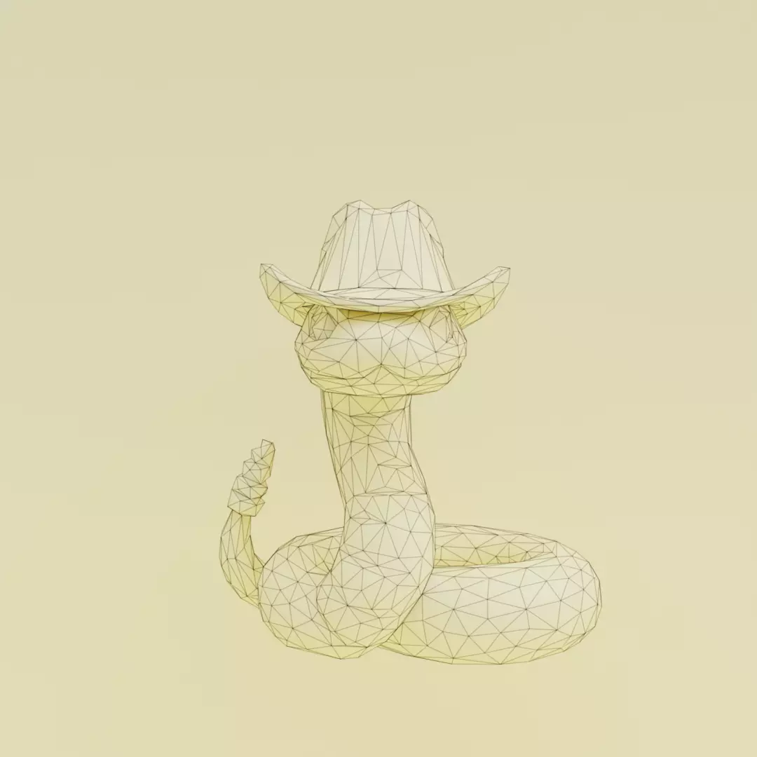 Linguicine Serpentine Italian brainrot Low Poly Character Low-poly 3D model_12