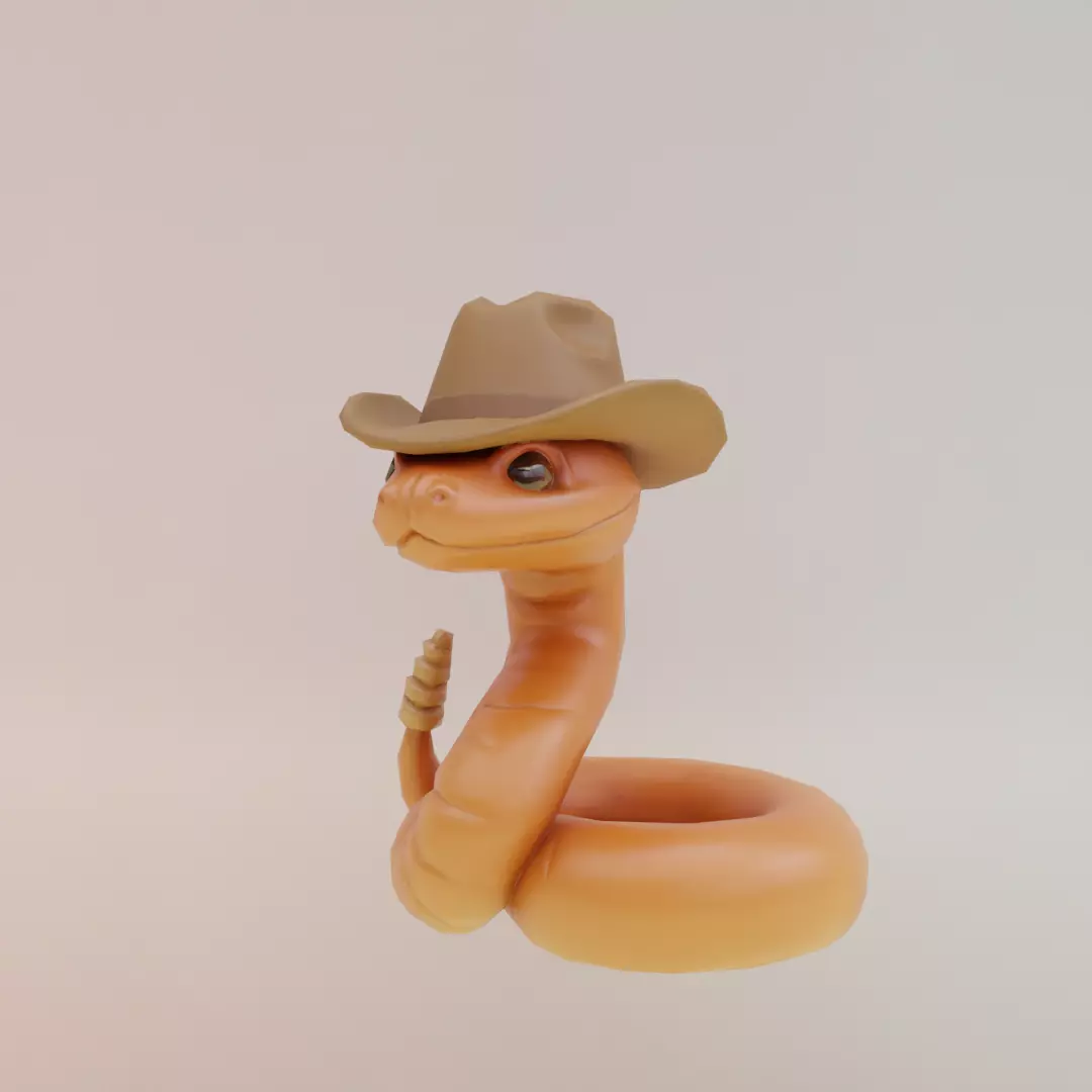 Linguicine Serpentine Italian brainrot Low Poly Character Low-poly 3D model_1