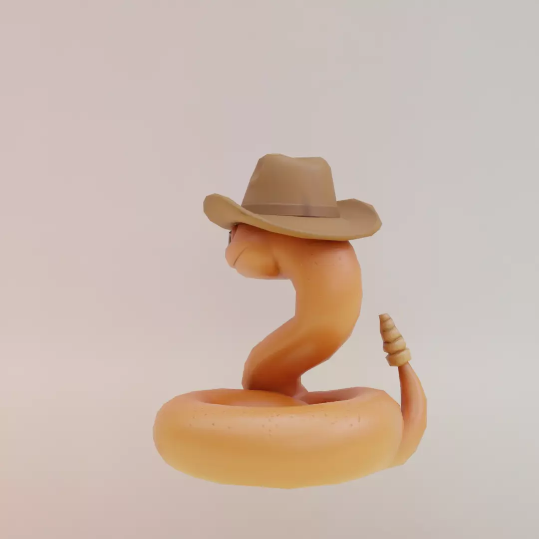 Linguicine Serpentine Italian brainrot Low Poly Character Low-poly 3D model_5