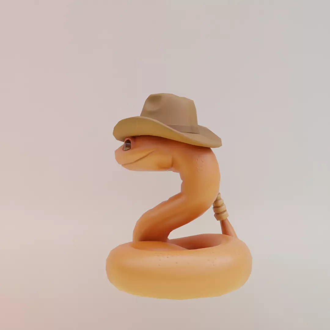 Linguicine Serpentine Italian brainrot Low Poly Character Low-poly 3D model_4