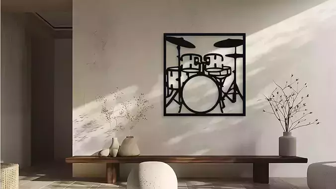 Drum Kit Wall Art Decor CNC Laser Cut 3D Print SVG File