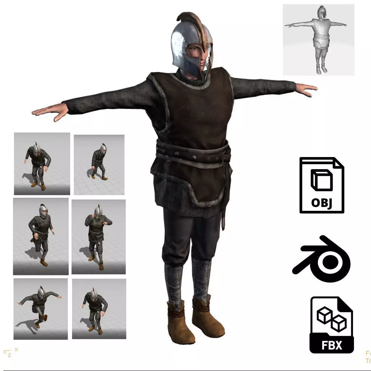 3D Cartoon Character Low Poly Model Game Ready Rigged Textured Low-poly 3D model_0