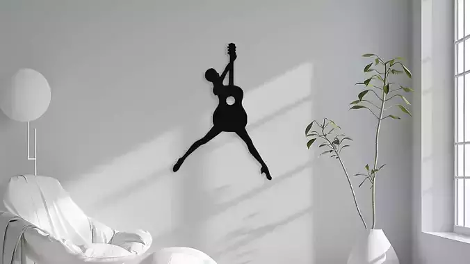 Guitar Woman Dancer Silhouette Wall Art Decor