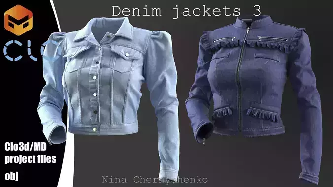 Denim jackets 3 - Marvelous Designer project and OBJ