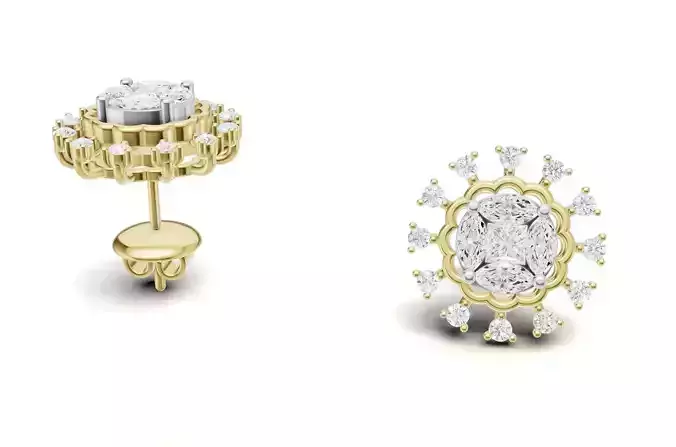 Classic Diamond Cluster Stud Earrings  For Women
